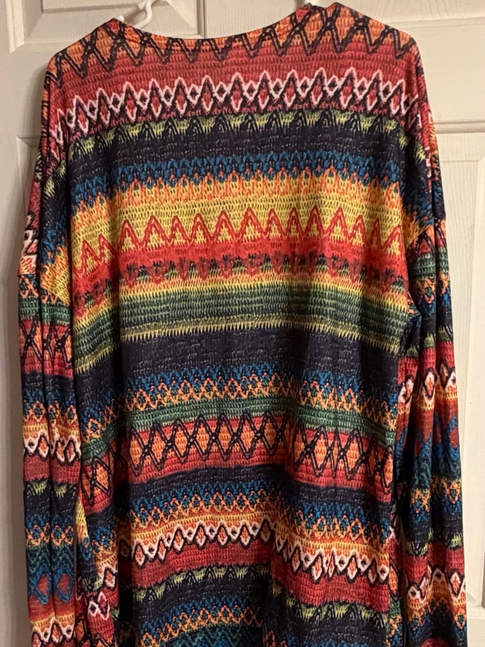 Multicolor Striped Aztec-Print Women's Cardigan cotton size  XXL